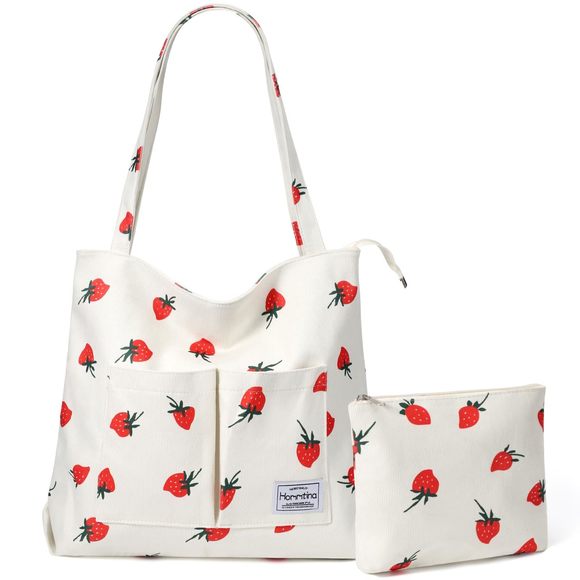 2Pcs Corduroy Tote Purse With Zier - Shoulder Bag With Pockets xD - Picture 1 of 6